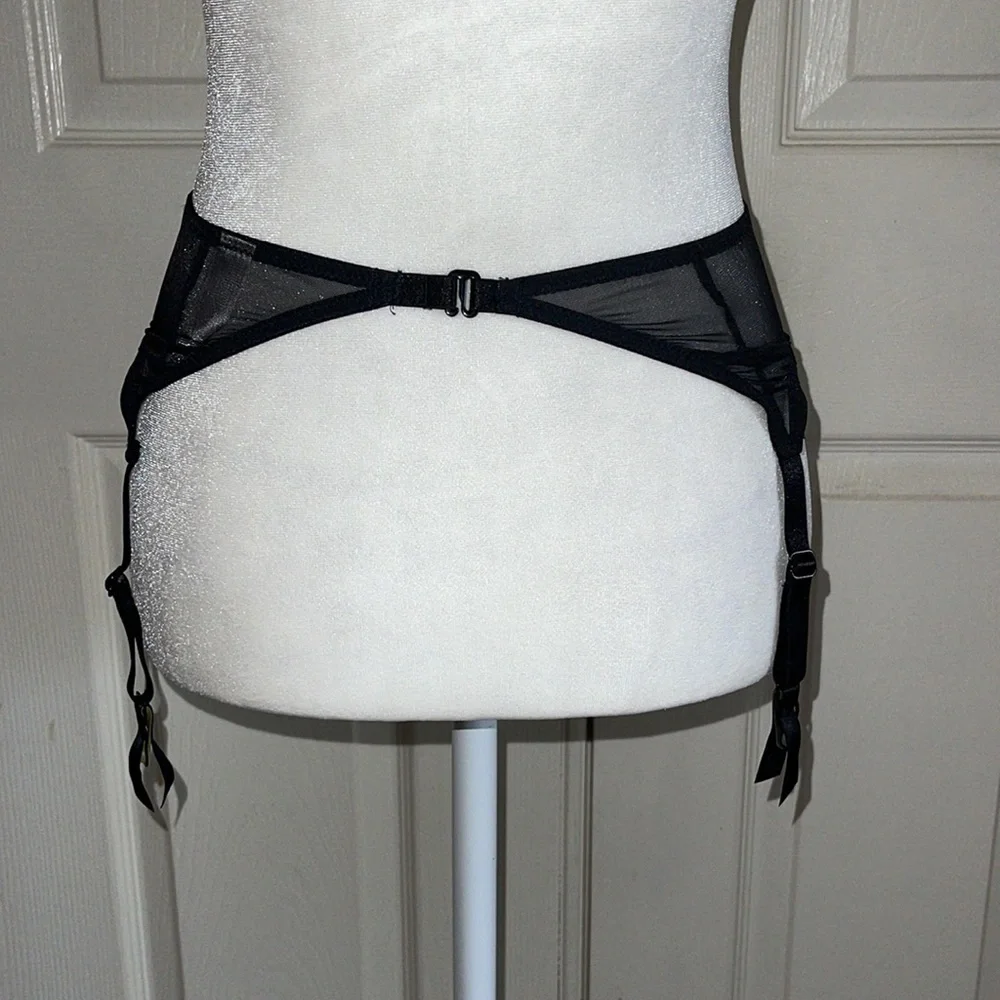 Victoria’s Secret Animal Print Under Black Lace Garter Belt